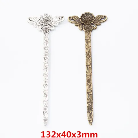 Vintage Alloy Flower Leaf Relief Bookmark Metal Hairpin DIY Jewelry Making Antique Bronze Silver Retro Book Mark Gift