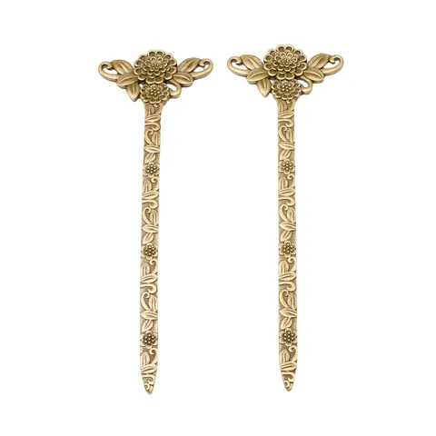 Vintage Alloy Flower Leaf Relief Bookmark Metal Hairpin DIY Jewelry Making Antique Bronze Silver Retro Book Mark Gift
