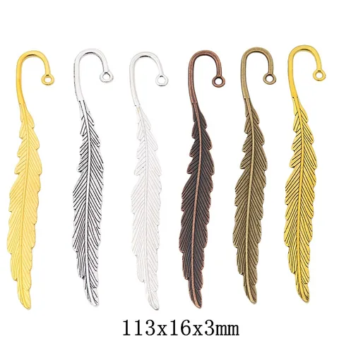 Vintage Alloy Feather Shape Bookmark DIY Jewelry Accessories Pendant Charm For Handmade Craft Jewelry Making Decorative Accessory