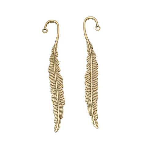 Vintage Alloy Feather Shape Bookmark DIY Jewelry Accessories Pendant Charm For Handmade Craft Jewelry Making Decorative Accessory