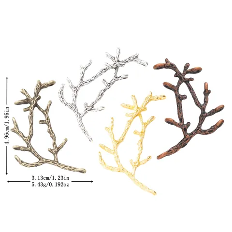 Vintage Zinklegering Tak Blad Hangers Voor DIY Sieraden Maken Kettingen Oorbellen Benodigdheden Botanische Bedels