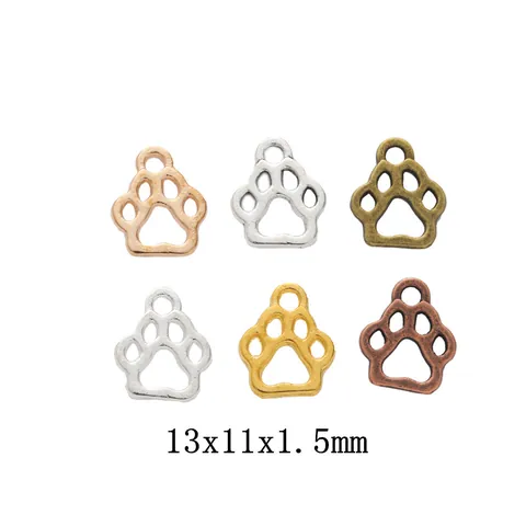 Vintage Alloy Animal Paw Print Charms For DIY Jewelry Making Hollow Out Cat Dog Paw Pendant Bronze Gold Silver Charms