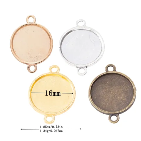Vintage Ronde Zinklegering Dubbele Ophanging Cabochon Instelling Sieraden Connector Hanger Basis Voor DIY Ketting Armband Maken Sieraden Vondsten