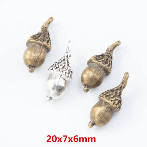 Retro Alloy Acorn Pinecone Shape Pendants For Jewelry Making DIY Antique Bronze Silver Metal Charms Craft Accessories