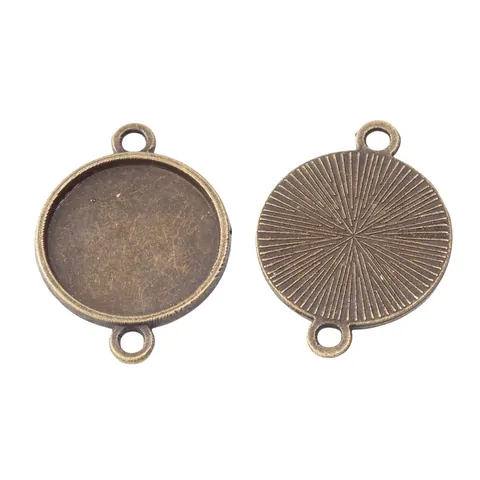 Vintage Ronde Zinklegering Dubbele Ophanging Cabochon Instelling Sieraden Connector Hanger Basis Voor DIY Ketting Armband Maken Sieraden Vondsten