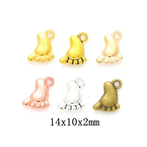 Vintage Zinc Alloy Mini Footprint Pendants For DIY Jewelry Making Bracelet Necklace Findings Baby Feet Charms Accessories