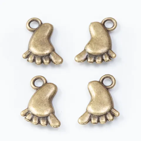 Vintage Zinc Alloy Mini Footprint Pendants For DIY Jewelry Making Bracelet Necklace Findings Baby Feet Charms Accessories