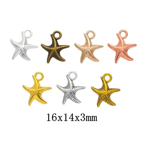 Vintage Alloy Starfish Charms For DIY Jewelry Making Antique Gold Silver Rose Gold Ocean Style Starfish Pendant Only Without Chain
