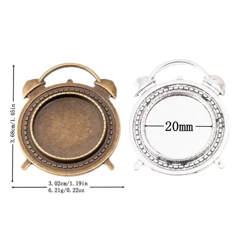 Vintage Legierung Wecker Form Runde Anhänger Basis Lünette Tablett Für DIY Schmuckherstellung Zeit Edelstein Cabochon Steampunk Zubehör