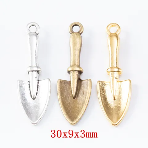 Vintage Zinc Alloy Shovel Tool Charms Mini Metal Spade Pendants For DIY Necklace Bracelet Earring Jewelry Making Accessories