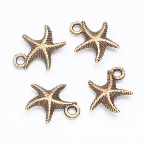 Vintage Alloy Starfish Charms For DIY Jewelry Making Antique Gold Silver Rose Gold Ocean Style Starfish Pendant Only Without Chain