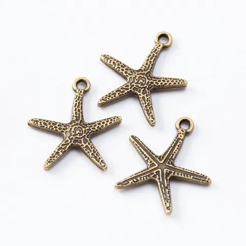 DIY Vintage Zinc Alloy Starfish Charms For Jewelry Making Antique Gold Silver Bronze Metal Sea Animal Pendants Findings Craft