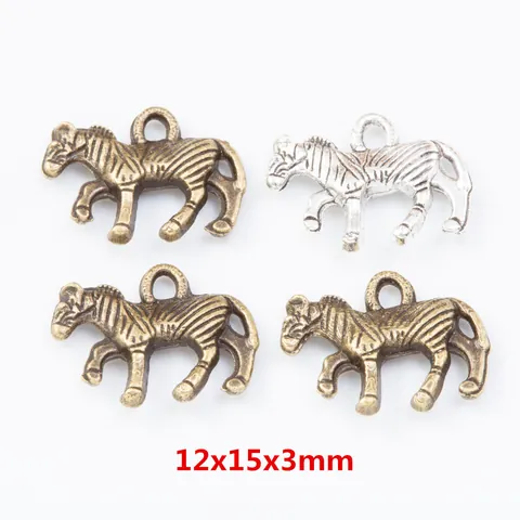 Retro Alloy Zebra Shaped Charms Pendants For DIY Jewelry Making Antique Bronze Silver Animal Metal Hanging Accessories