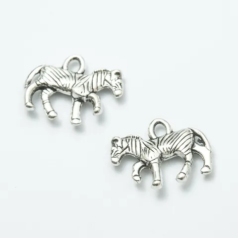 Retro Alloy Zebra Shaped Charms Pendants For DIY Jewelry Making Antique Bronze Silver Animal Metal Hanging Accessories