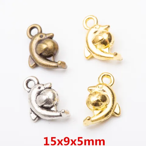 Vintage Legering Dolfijn Hangers Voor DIY Sieraden Maken Kettingen Armbanden Benodigdheden Antiek Goud Zilver Brons Dier Charms
