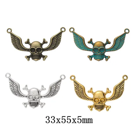 Pendentifs en Alliage de Crâne Gothique Vintage avec Ailes pour DIY Fabrication de Bijoux Accessoires de Style Steampunk
