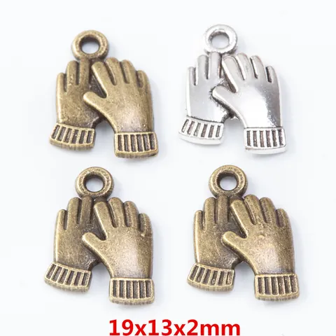 Vintage Alloy Glove Shape Charms For DIY Jewelry Making Antique Silver Bronze Metal Hand Pendants Craft Accessory Supplies