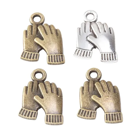 Vintage Alloy Glove Shape Charms For DIY Jewelry Making Antique Silver Bronze Metal Hand Pendants Craft Accessory Supplies
