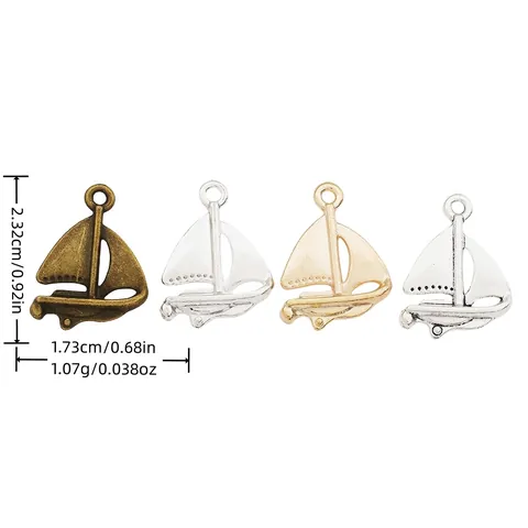 Retro Legering Zeilboot Bedels Voor DIY Sieraden Maken Nautische Hanger Voor Ketting Armband Brons Zilver Goud Accessoire