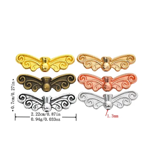 Vintage Alloy Wing Shape Spacer Beads Charms For DIY Jewelry Making Necklace Bracelet Accessory Wing Findings