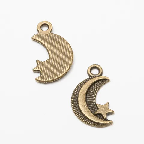 Breloques en Alliage de Zinc Vintage Lune et Étoile pour Fabrication de Bijoux DIY Argent Antique Bronze Métal Accessoires pour Collier Bracelet Artisanat