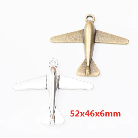 Colgantes de Avión de Aleación Vintage Bronce Antiguo Plata Dijes de Avión para Bricolaje Joyería Collar Llavero Accesorios