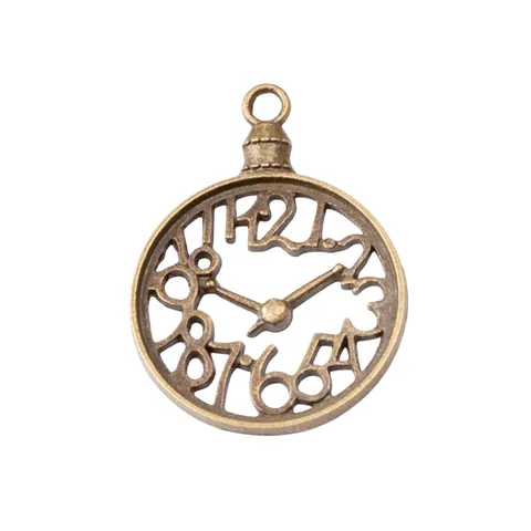 Vintage Alloy Hollow Clock Dial Pendants For DIY Jewelry Making Antique Gold Silver Bronze Red Copper Watch Charms Accessory