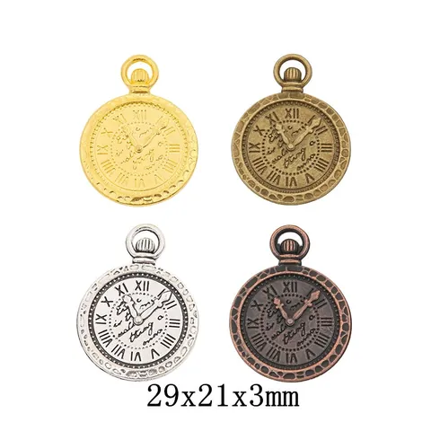 Vintage Alloy Clock Watch Face Charms Pendants For DIY Jewelry Making Antique Bronze Silver Gold Red Copper Accessories