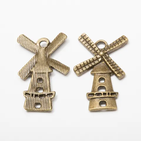 Vintage Alloy Windmill Charms DIY Jewelry Making Pendants Antique Finish Bronze Silver Gold Color Crafting Accessories For Necklaces Bracelets Earring Making