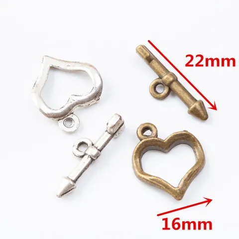 Fermoir Toggle Cœur en Alliage de Zinc Vintage Connecteur de Bijoux en Forme de Flèche pour DIY Collier Bracelet Argent Bronze