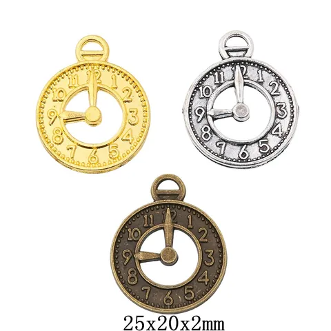 Vintage Alloy Clock Charms Retro Watch Shape Pendants Only Without Chain For DIY Jewelry Making Necklaces Bracelets Crafts