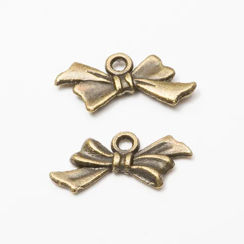Vintage Alloy Bowknot Charms For DIY Jewelry Making Antique Silver Bronze Bow Knot Pendants Craft Accessory For Earrings