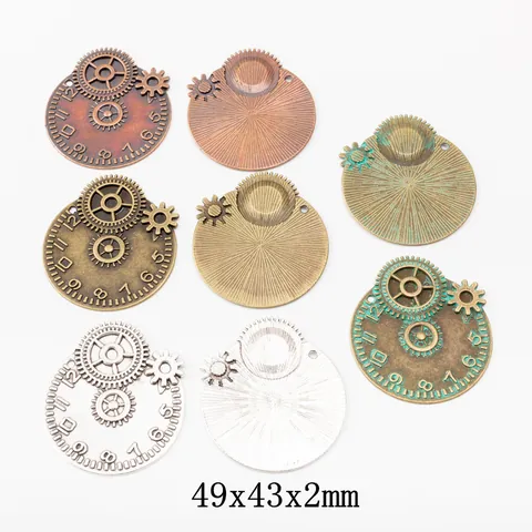 Vintage Steampunk Zinc Alloy Gear Clock Pendant DIY Jewelry Making Accessories Gear Charms For Necklace Bracelet Crafting