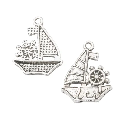 Vintage Zinklegering Zeilboot Bedeltjes Scheepsroer Nautische Hangers Voor DIY Sieraden Maken Accessoires Knutselbenodigdheden