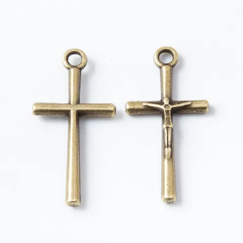 Ciondoli Croce Crocifisso in Lega Vintage Ciondoli Religiosi di Gesù Per Creazione di Gioielli Fai-da-te Bronzo Argento Antico