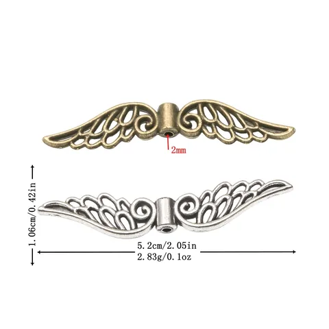 Vintage Zinc Alloy Angel Wing Spacer Beads For Jewelry Making DIY Bracelet Necklace Accessories Feather Design Retro Beads