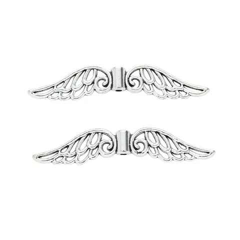 Vintage Zinc Alloy Angel Wing Spacer Beads For Jewelry Making DIY Bracelet Necklace Accessories Feather Design Retro Beads