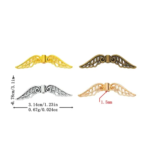 Retro Zinc Alloy Wing Spacer Beads For DIY Jewelry Making Feather Pattern Angel Wings Beads Bracelet Necklace Accessories