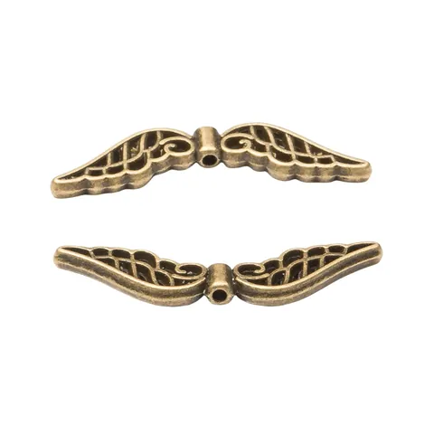 Retro Zinc Alloy Wing Spacer Beads For DIY Jewelry Making Feather Pattern Angel Wings Beads Bracelet Necklace Accessories