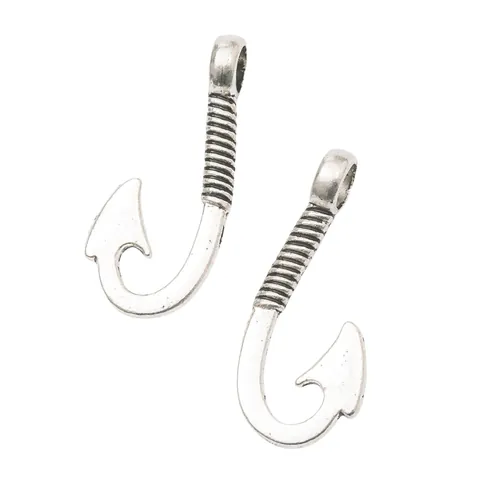 Vintage Alloy Fish Hook Pendants Polynesian Style Distressed Metal Charms For DIY Necklace Keychain Jewelry Making Accessory