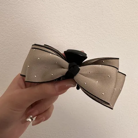 Koreaanse Satijnen Strik Haarklem Grote Elegante Strass Haarclip Voor Dames Vintage Haarsieraad Dagelijkse Haaraccessoires