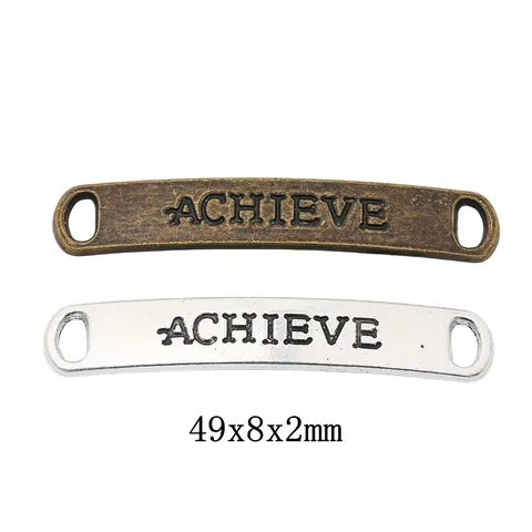 Barre de Connecteur Lettre Achieve en Alliage Vintage Pour la Fabrication de Bijoux Diy Charme en Métal Rétro Avec Double Trou Pour Bracelet Chaussure