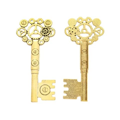 Vintage Steampunk Gear Key Alloy Pendants DIY Jewelry Making Accessories Antique Bronze Silver Gold Charms For Industrial Crafts