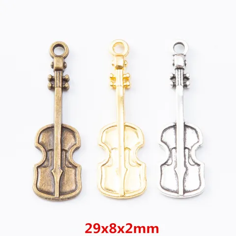 Vintage Zinc Alloy Violin Cello Musical Instrument Charms For DIY Necklace Bracelet Keychain Jewelry Making Accessories