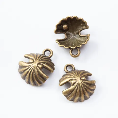 Vintage Zinc Alloy Shell Charms Scallop Pendants With Simulated Artificial Pearl DIY Jewelry Making Necklace Bracelet Finding Accessories