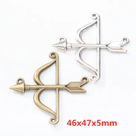Vintage Alloy Bow And Arrow Charms Pendants DIY Jewelry Making Accessories Antique Bronze Silver Metal Arrow Archery Design Charms