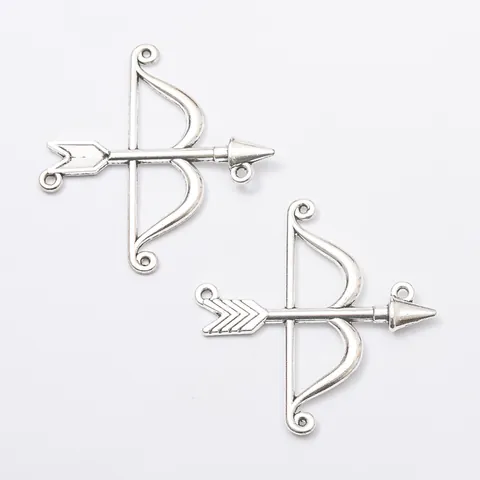 Vintage Alloy Bow And Arrow Charms Pendants DIY Jewelry Making Accessories Antique Bronze Silver Metal Arrow Archery Design Charms