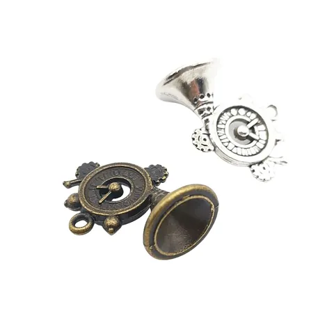 Antique Alloy Trumpet Horn Clock Face Charms Steampunk Style DIY Jewelry Making Pendant For Necklace Bracelet Crafting