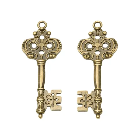 Vintage Zinc Alloy Key Pendants With Cross Pattern For DIY Jewelry Making Necklace Keychain Accessories Antique Metal Charms