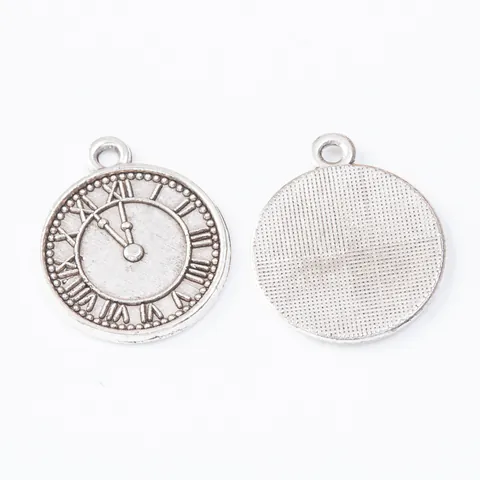 Pendentifs de Cadran d'Horloge Ronde en Alliage de Zinc Vintage Chiffres Romains Breloques pour DIY Collier Bracelet Bijoux